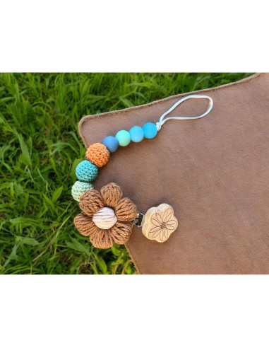 Clip de Chupete de Crochet Hecho a Mano Bebé Arcoíris 23-25 cm