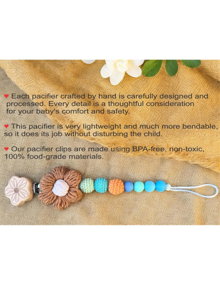 Clip de Chupete de Crochet Hecho a Mano Bebé Arcoíris 23-25 cm