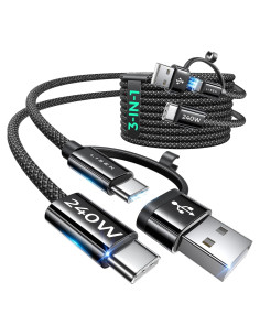 Cable USB C a USB C LISEN 240W Carga Rápida 2 Piezas 0.91m Negro