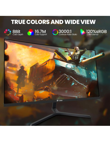 Monitor Curvo para Juegos CRUA 24" FHD 180Hz 120% sRGB