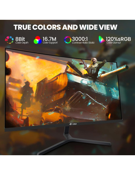 Monitor Curvo para Juegos CRUA 24" FHD 180Hz 120% sRGB
