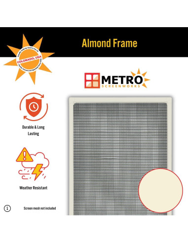 Kit de Marco de Pantalla para Ventana Pequeña Metro Screenworks - Almendra, 10 Varillas 182.88 cm