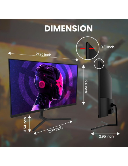 Monitor Curvo para Juegos CRUA 24" FHD 180Hz 120% sRGB