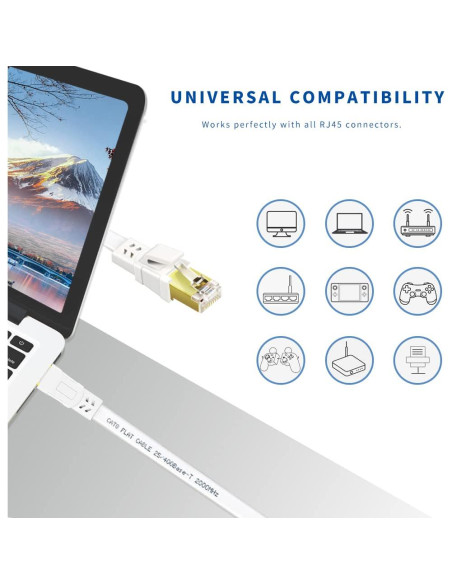 Cable Ethernet Cat 8 0.46 m Qiuean 2 Pack Alta Velocidad 40Gbps