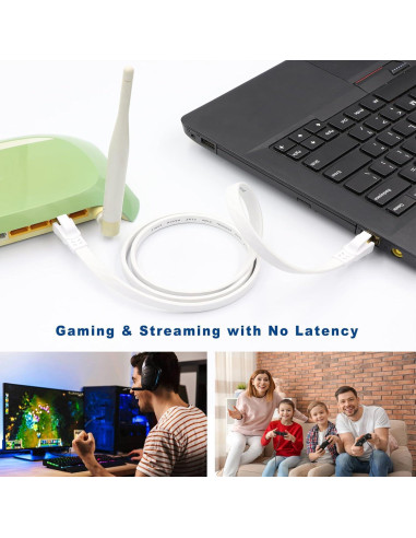 Cable Ethernet Cat 8 0.46 m Qiuean 2 Pack Alta Velocidad 40Gbps