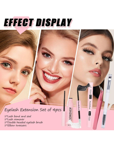 Kit de Adhesivo y Sellador de Pestañas Qiveaory 4 Pcs DIY