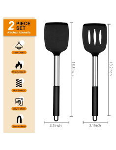 Juego de Espátulas de Silicona E-far 2 Piezas Antiadherentes 2