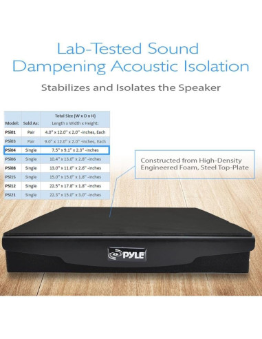 Elevador de Altavoz Aislante Pyle PSI04 - 19.1x23.1cm - Espuma