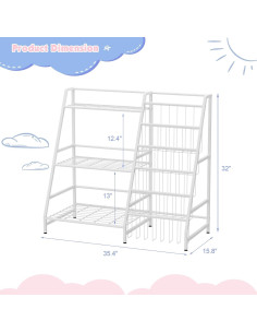 Estantería Infantil NACHES Blanca 3 Niveles Organizador Juguetes 2