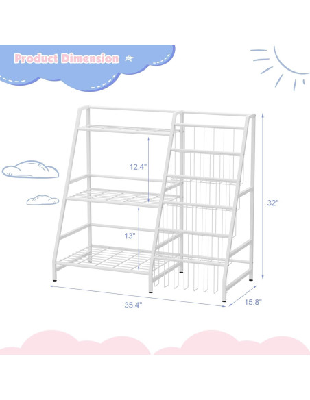 Estantería Infantil NACHES Blanca 3 Niveles Organizador Juguetes