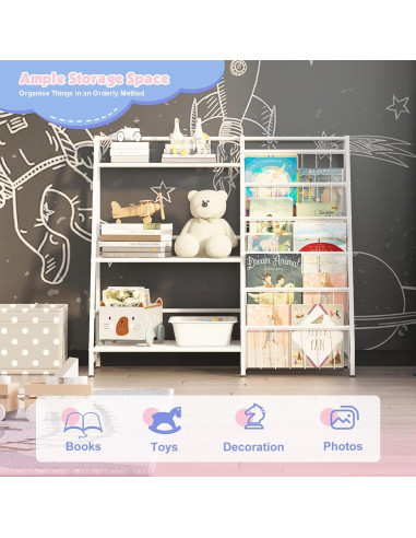 Estantería Infantil NACHES Blanca 3 Niveles Organizador Juguetes