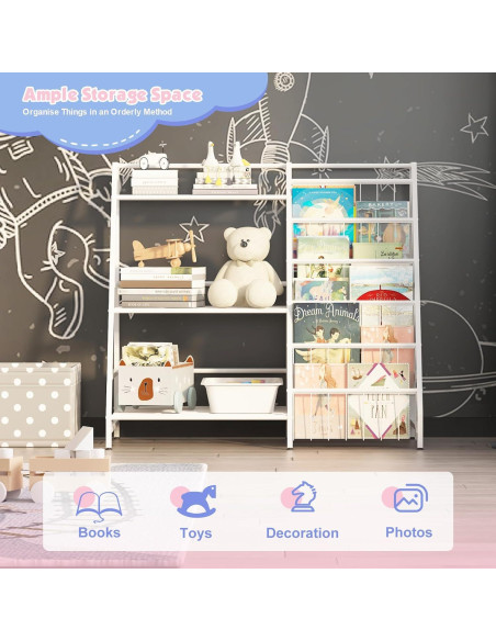 Estantería Infantil NACHES Blanca 3 Niveles Organizador Juguetes