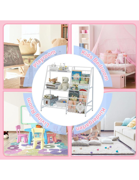 Estantería Infantil NACHES Blanca 3 Niveles Organizador Juguetes