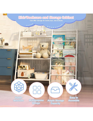 Estantería Infantil NACHES Blanca 3 Niveles Organizador Juguetes