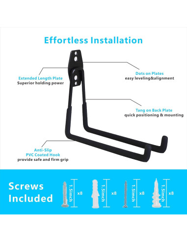 Ganchos de Garaje SMARTOLOGY 19 cm Paquete de 4 Soportes