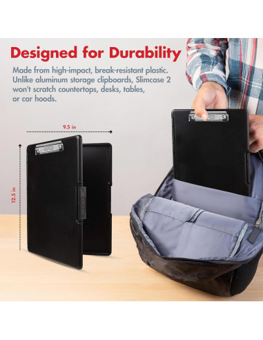 Clipboard Dexas Slimcase 2 Negro con Almacenamiento A4