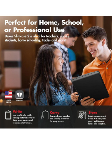 Clipboard Dexas Slimcase 2 Negro con Almacenamiento A4