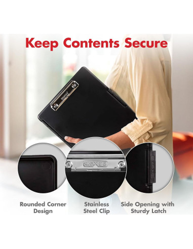 Clipboard Dexas Slimcase 2 Negro con Almacenamiento A4