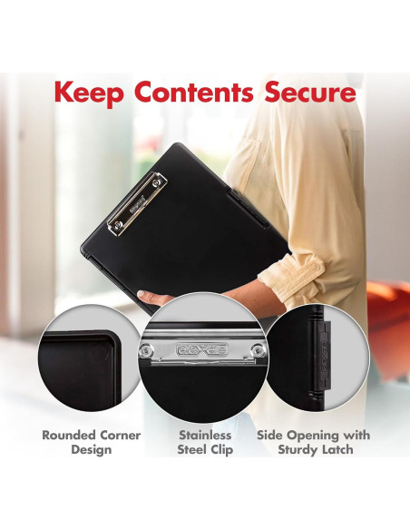 Clipboard Dexas Slimcase 2 Negro con Almacenamiento A4