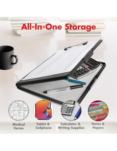 Clipboard Dexas Slimcase 2 Negro con Almacenamiento A4