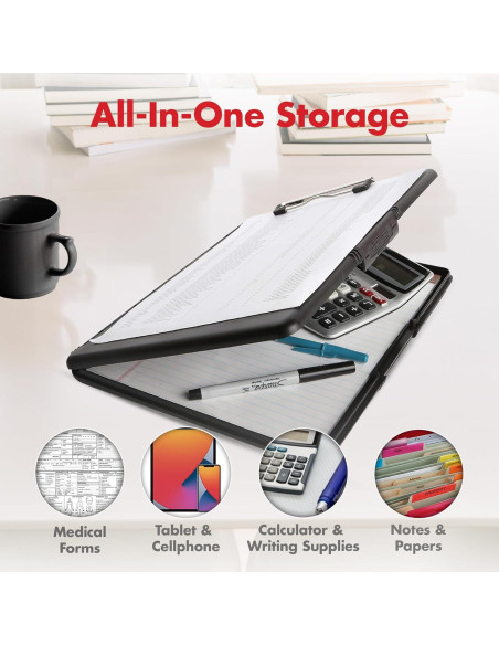 Clipboard Dexas Slimcase 2 Negro con Almacenamiento A4