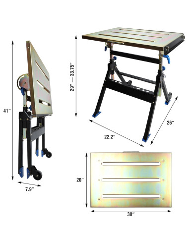 Mesa de Soldadura Ajustable Olympia Tools 76.2x50.8cm Portátil