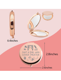 Espejo Compacto de Maquillaje MYOSPARK Oro Rosa Plegable 6.6x7.1cm 2