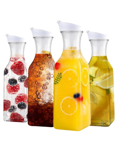 Juego de 4 Jarras de Plástico ZWYSLFCY 1.4L con Tapa