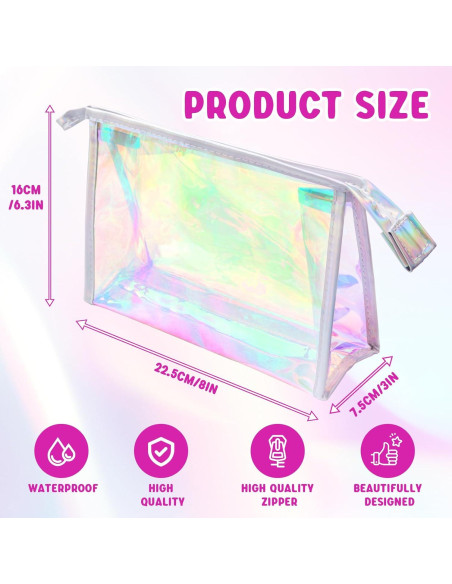 10PCS Bolsa de Maquillaje Iridiscente Zwish 22.4x16cm 10PCS Bolsa de Maquillaje Iridiscente Zwish 22.4x16cm