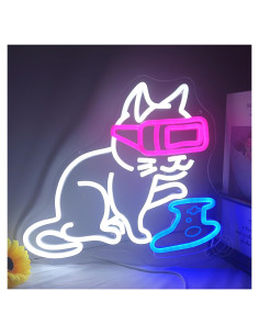 Luz Neon Gato Gamer SYLHOME 33x30cm USB Regulable