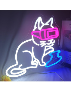Luz Neon Gato Gamer SYLHOME 33x30cm USB Regulable 2