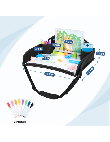 Bandeja de Viaje COOLBEBE para Niños - 2PCS, Negro, Portátil