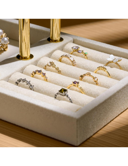 Soporte de Joyería Josmimic Beige de Terciopelo 3 Niveles Soporte de Joyería Josmimic Beige de Terciopelo 3 Niveles