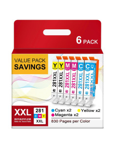 Cartuchos de Tinta XXL BINKSYLER 281 Compatibles para Canon 281XL