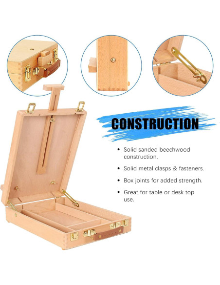 Caja de Pintura Kuyal de Madera Haya con Caballete Ajustable
