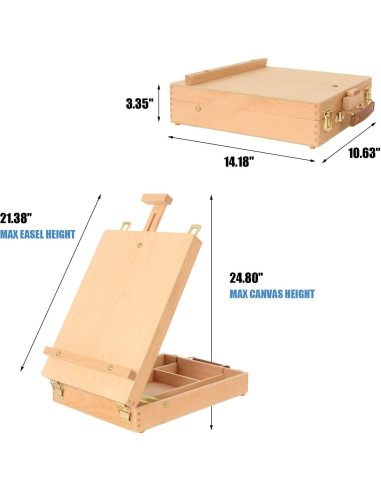 Caja de Pintura Kuyal de Madera Haya con Caballete Ajustable