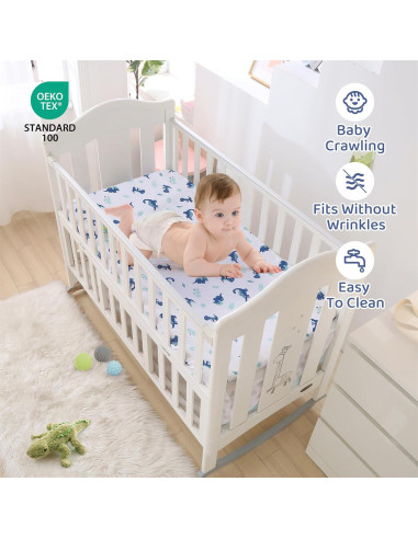 Conjunto de Ropa de Cuna Mini Wowelife Dinosaurios Azul 3 Piezas