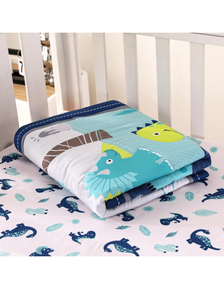 Conjunto de Ropa de Cuna Mini Wowelife Dinosaurios Azul 3 Piezas