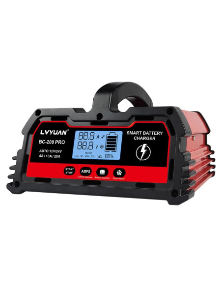 Cargador de Batería Inteligente LVYUAN 20A 12V/24V para Coche