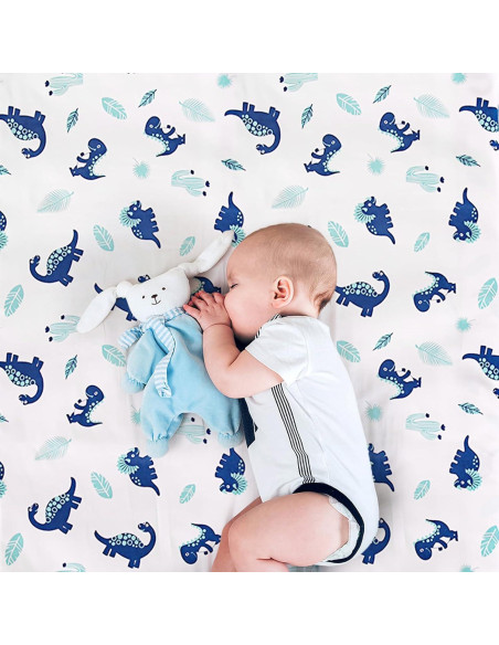 Conjunto de Ropa de Cuna Mini Wowelife Dinosaurios Azul 3 Piezas