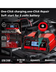 Cargador de Batería Inteligente LVYUAN 20A 12V/24V para Coche 2