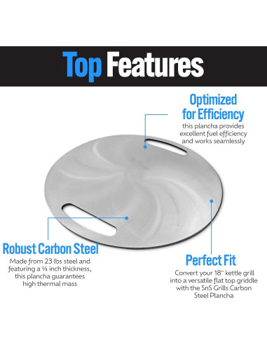 Plancha de Acero Carbono SnS Grills 45.72 cm para Asar