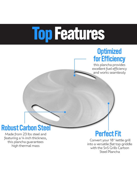 Plancha de Acero Carbono SnS Grills 45.72 cm para Asar