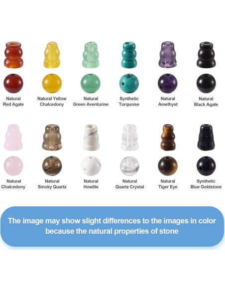 12 Conjuntos Perlas Guru de Gemas Naturales PH PandaHall 10mm