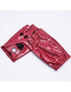Guantes de Cuero Sin Dedos YISEVEN para Mujer - Rojo 2