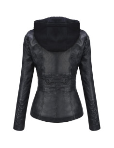 Chaqueta de Cuero Sintético para Mujer Tanming con Capucha - X-Large 2