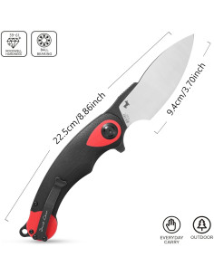 Cuchillo Plegable Sitivien ST157 Acero Sandvik 14C28N Rojo 2