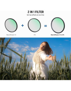 Filtro Polarizador Circular NEEWER 77mm + Difusión Negra 1/4 2