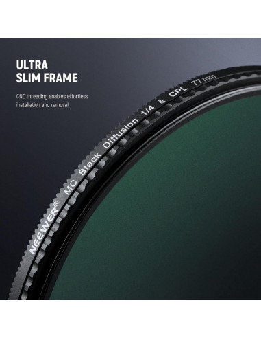 Filtro Polarizador Circular NEEWER 77mm + Difusión Negra 1/4