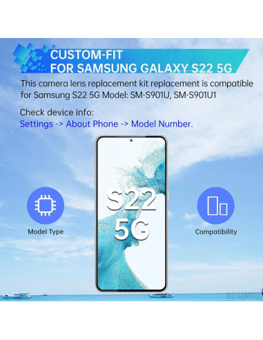 Reemplazo Lente Cámara Trasera Samsung Galaxy S22 5G - 2 Piezas